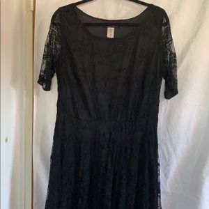 Black Lace Flat and Flare Dress